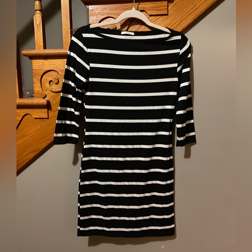 Black and white striped dress